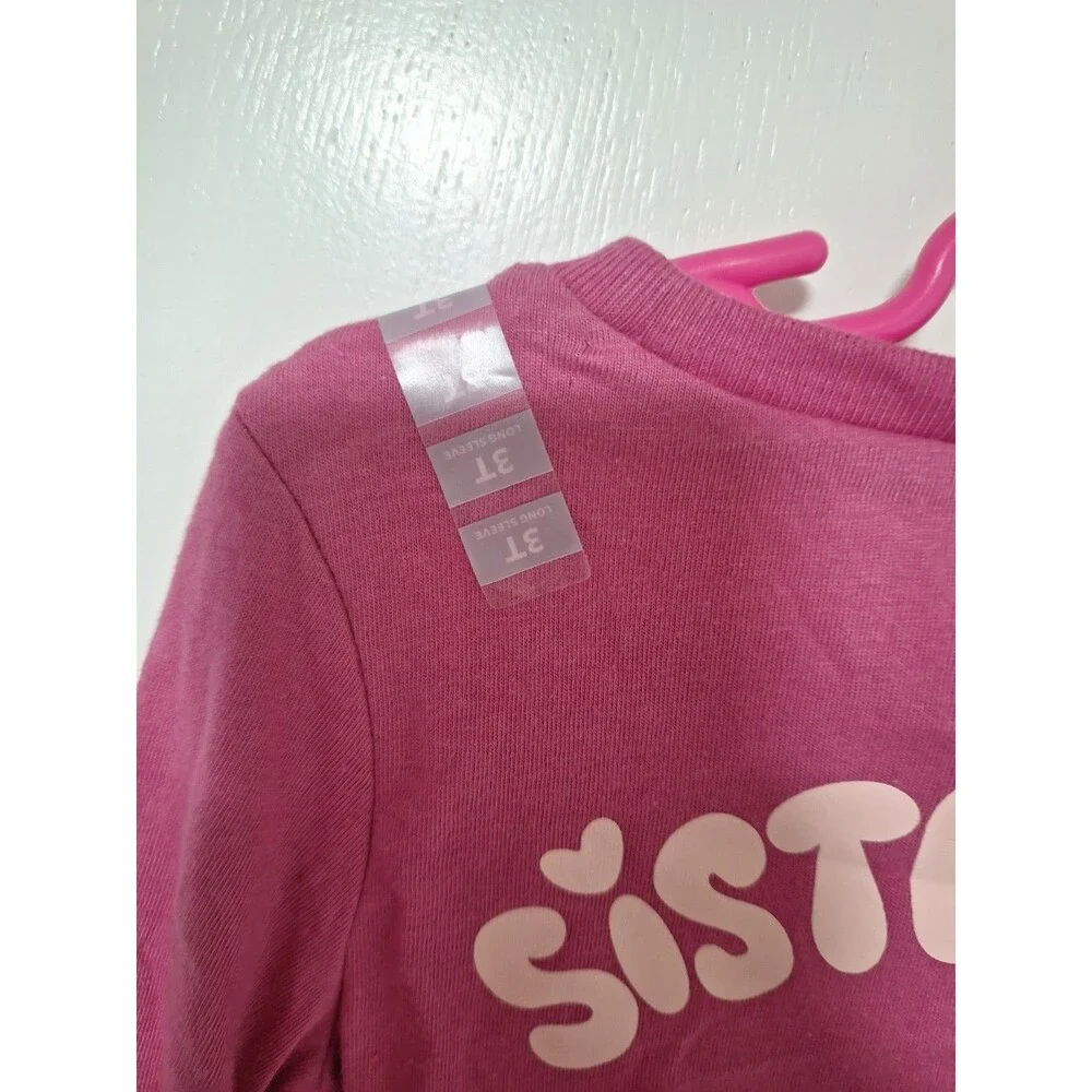 Carter's Girls 5T Pink Long Sleeve Sister Heart Graphic Tee NWT
